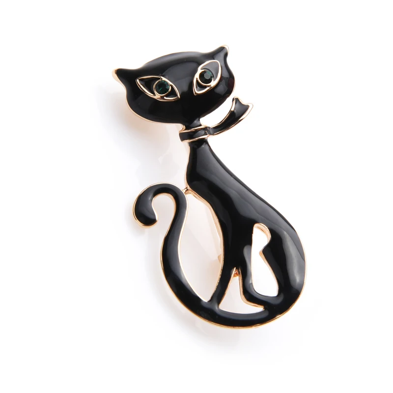 Black White Scarf Cat Brooch