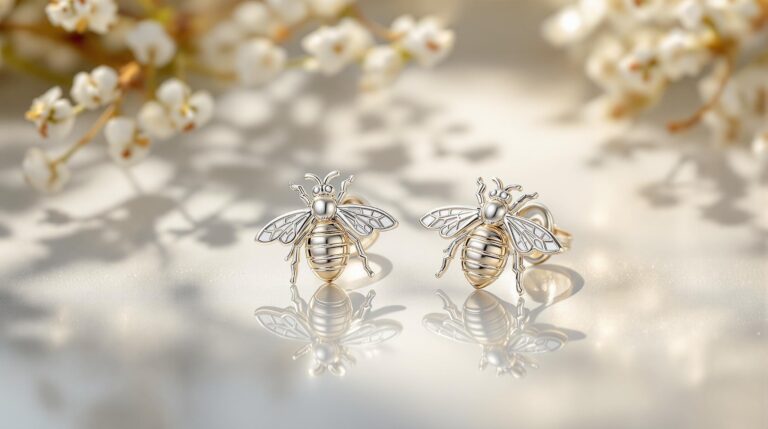 bee earrings silver