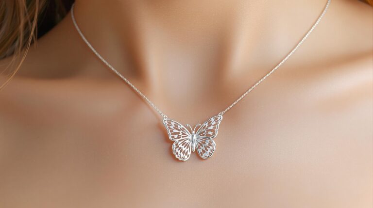 butterfly necklace silver