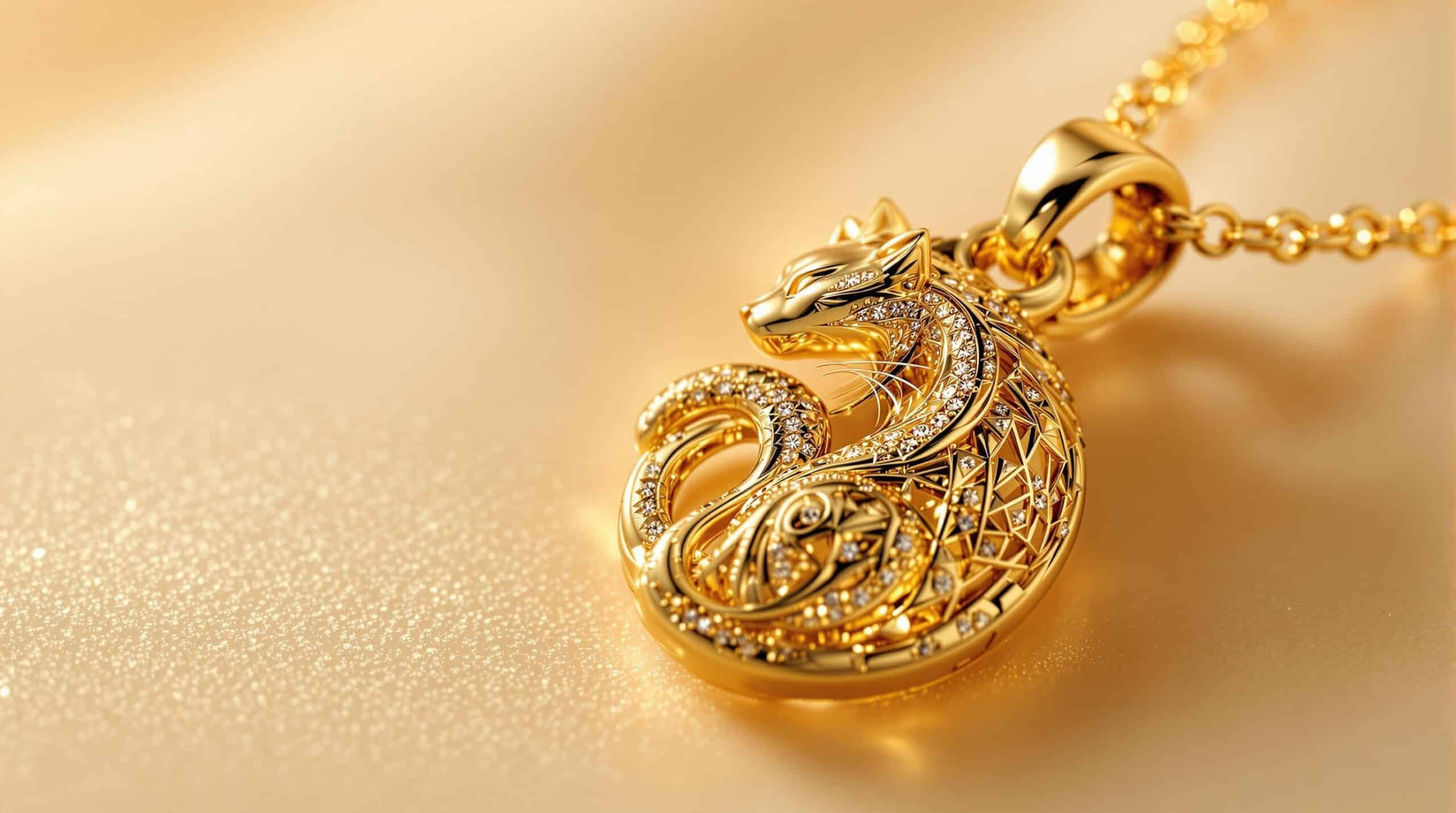 cat pendant gold