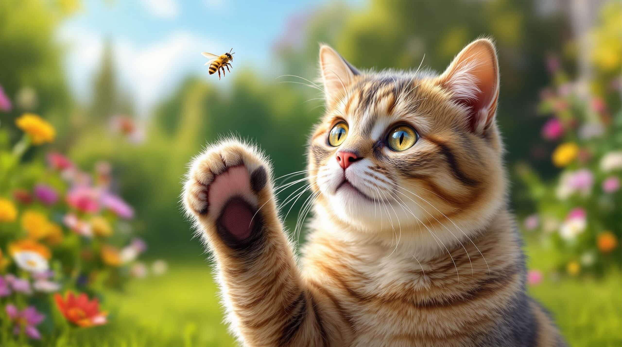 cats stung by bees