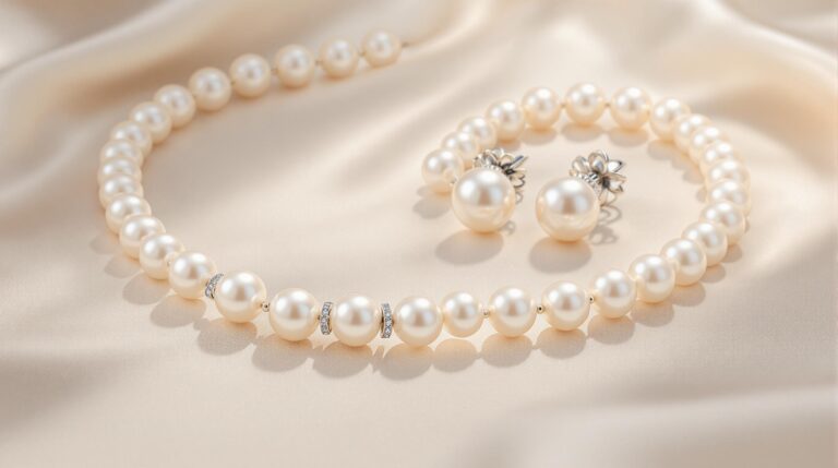 pearl necklace and earrings