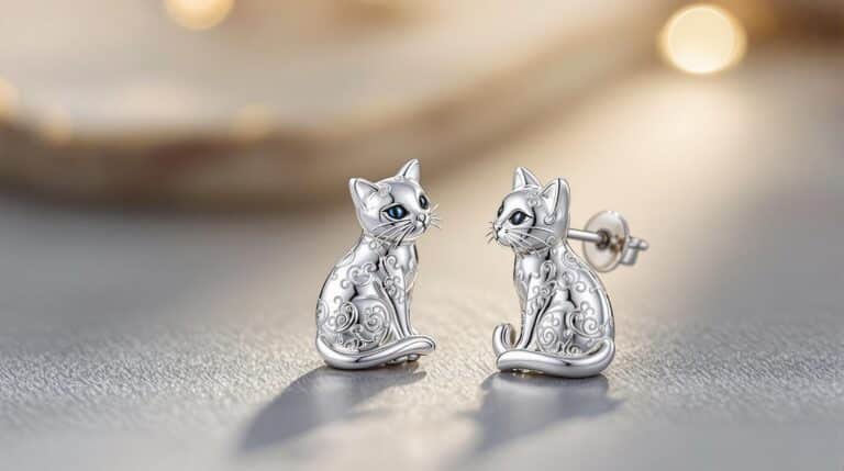 sterling silver cat earrings