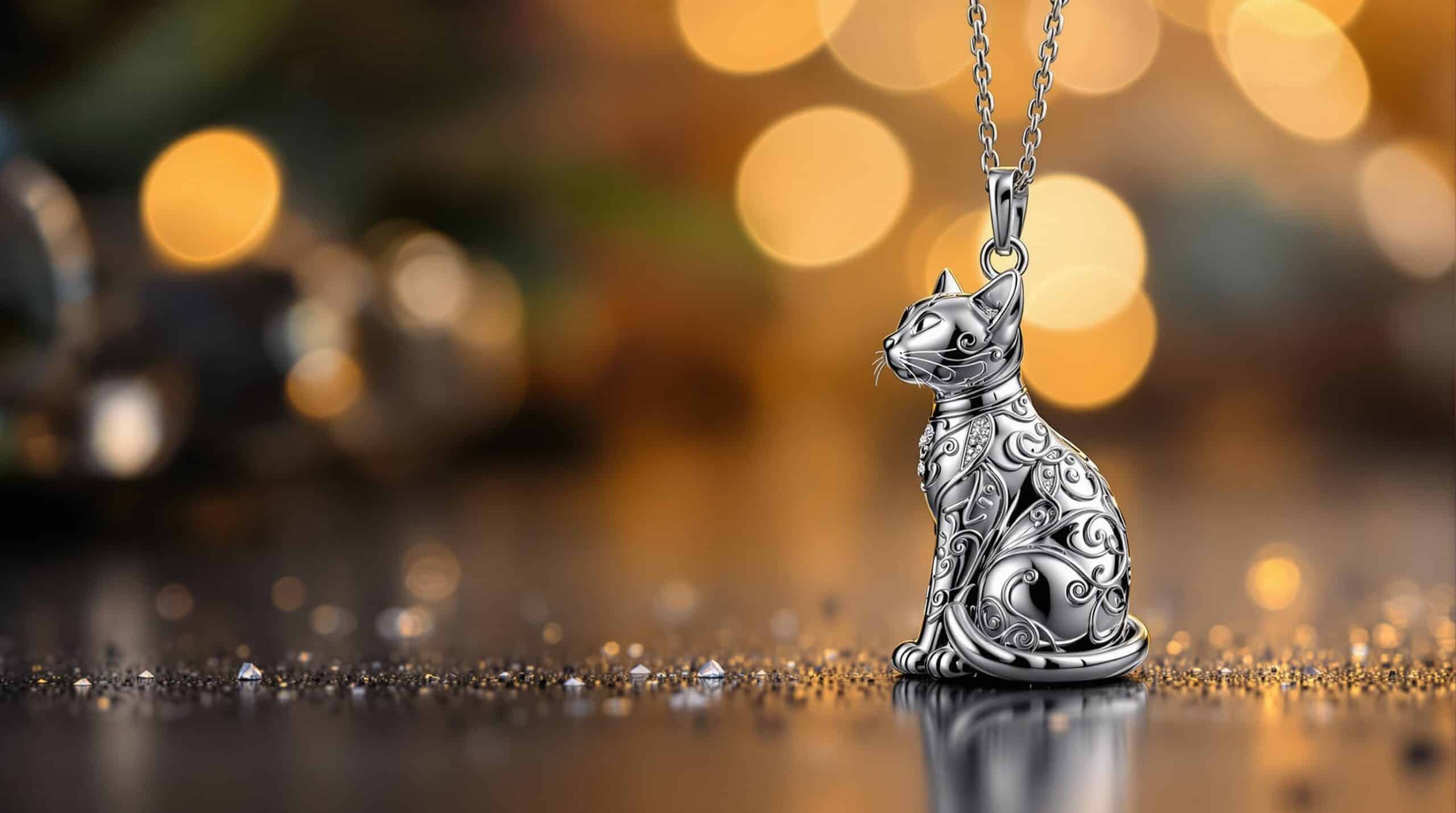 sterling silver cat necklace